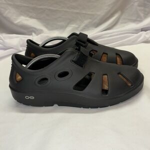OOFOS OOcandoo Recovery Sandals Black Comfort Walking Shoes Unisex M7 W8 EU40